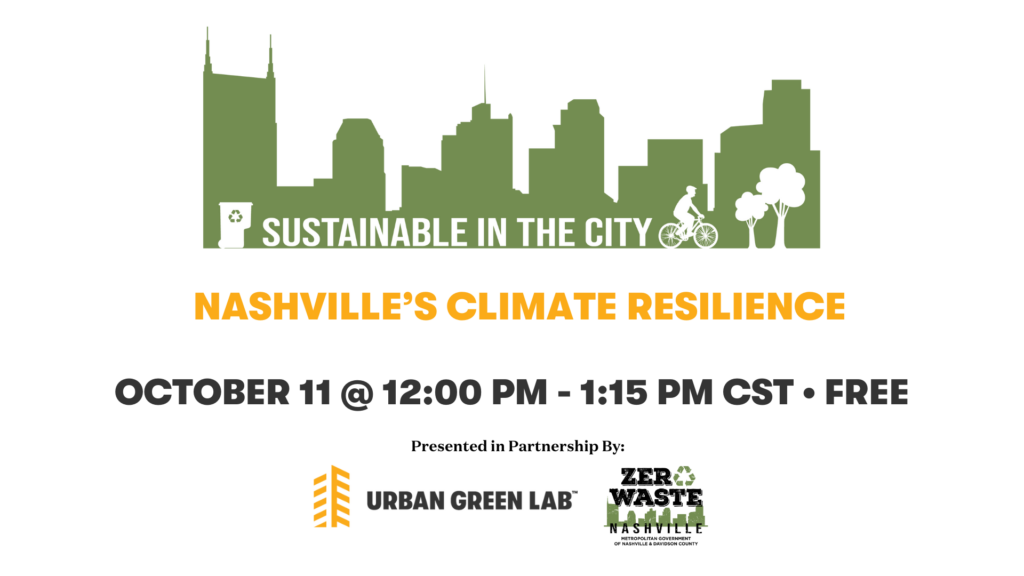 Graphic promoting Sustainable in the City episode on Oct. 11 at noon