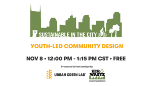 Graphic promoting Sustainable in the City webinar on Nov. 8 at noon