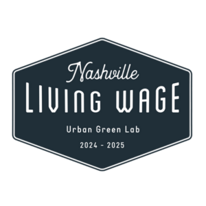 Seal signifying a Nashville Living Wage certification for 2024-2025