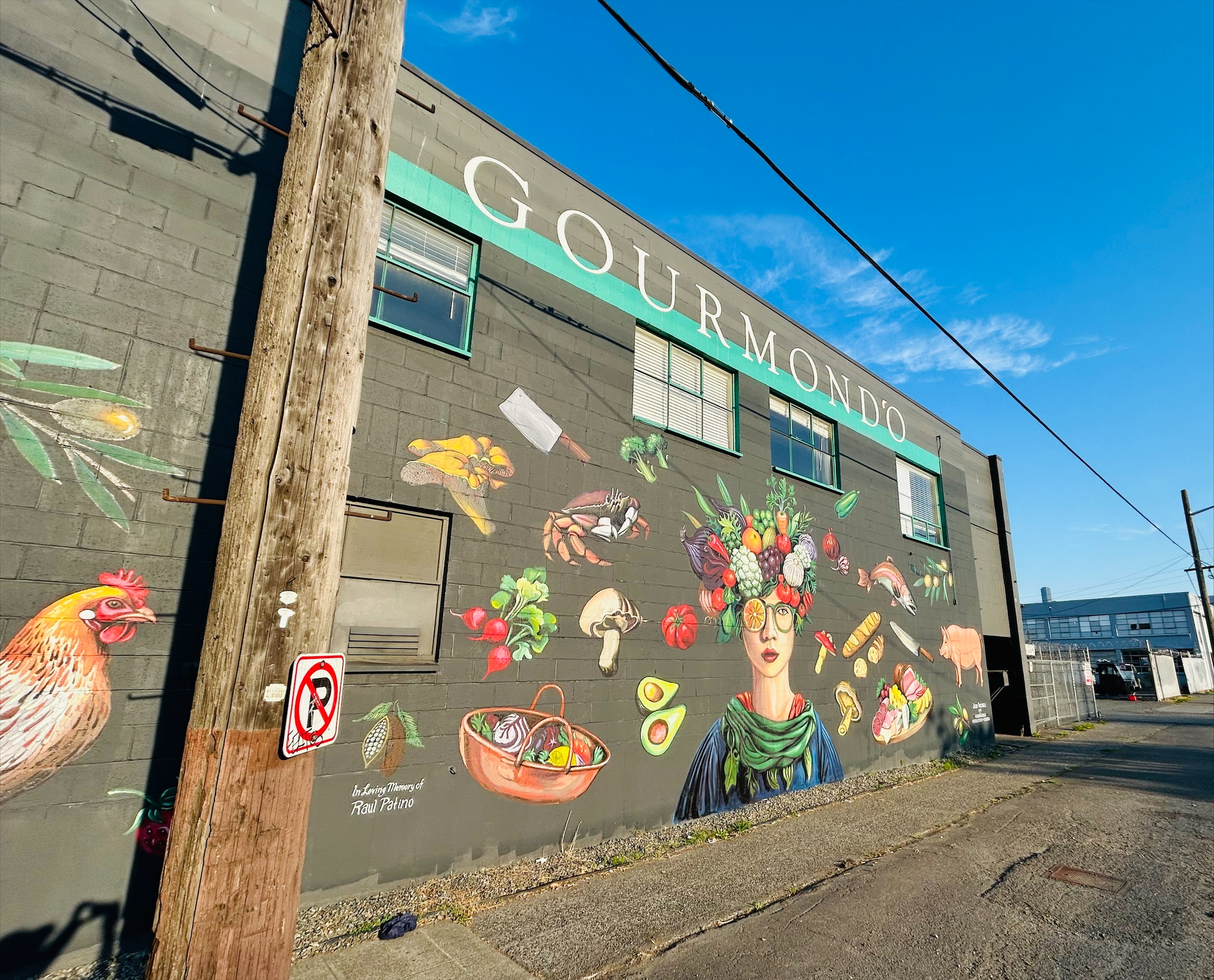 mural of food on the side of a building