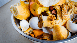 Bowl of food scraps heading for the compost pile