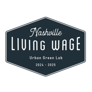 Seal signifying a Nashville Living Wage certification for 2024-2025