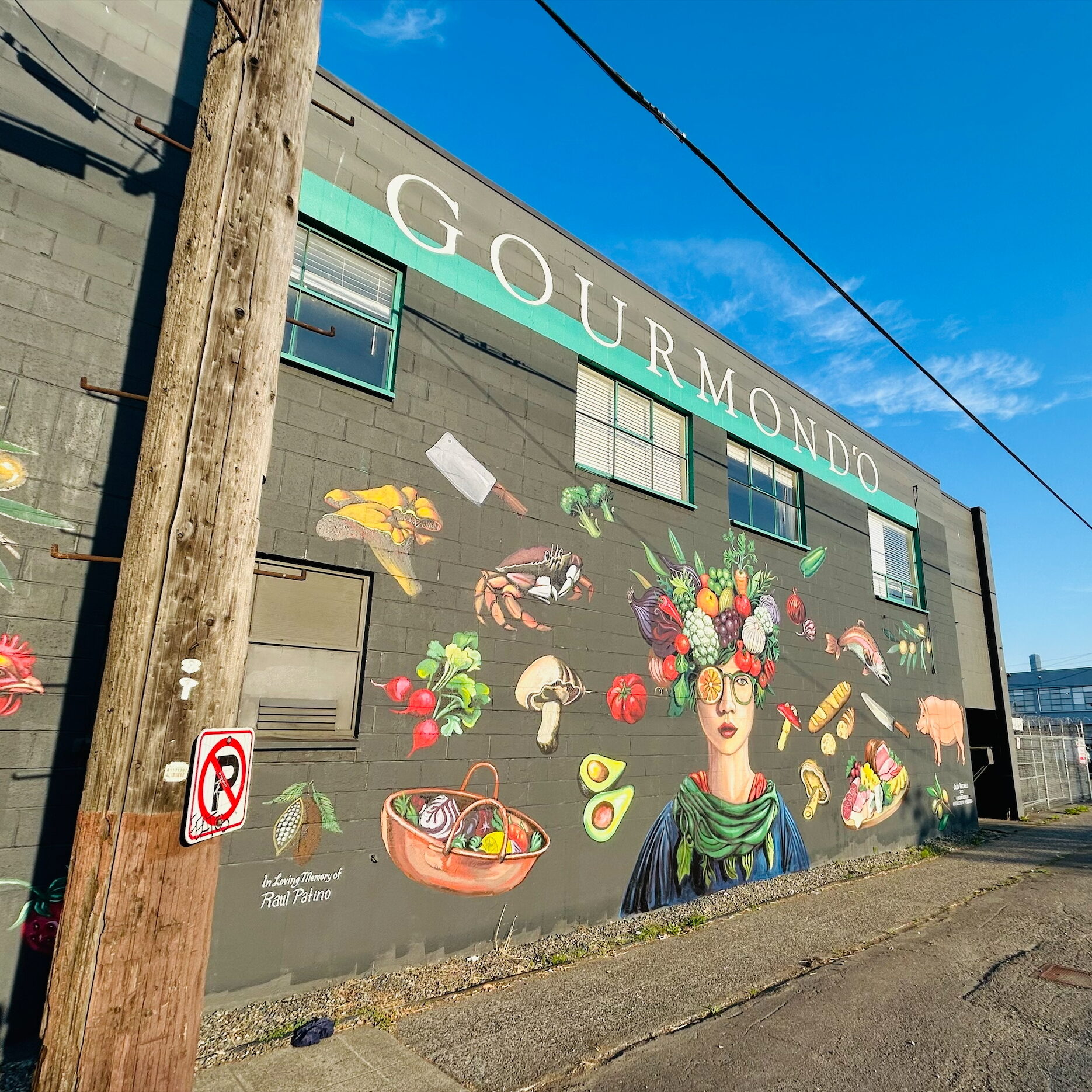 WasteLessCohortSeattlePublicArtMural mural of food on the side of a building