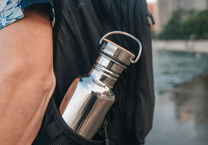 Canteen in a backpack side pocket